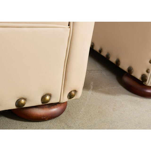 Pair of Ralph Lauren Style Leather Writer's Chairs + Ottomans For Sale - Image 13 of 18