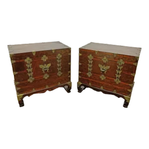 C. 1920s Korean Bandaji Side Tables / Nightstands - a Pair