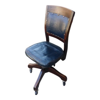 Blue Leather Office Chair For Sale