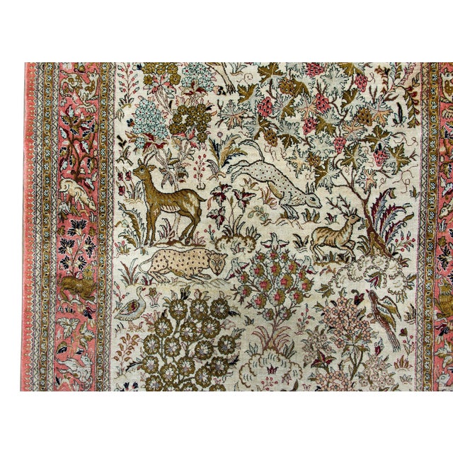 Mid-20th Century Persian Silk Qum Rug For Sale - Image 11 of 15