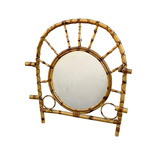 Vintage French Rotin Coat Rack Mirror, 1960s For Sale - Image 13 of 13