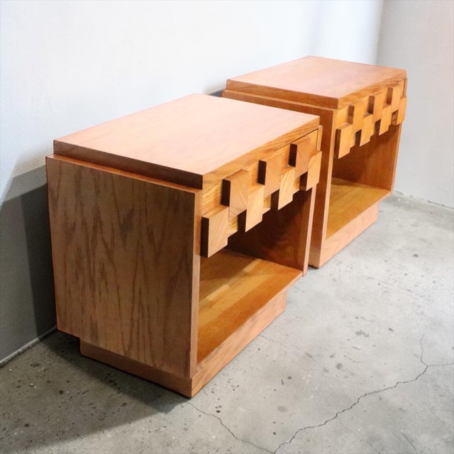Brown Pair Brutalist Staccato Night Table by the Lane Furniture Company C1960/70's For Sale - Image 8 of 18