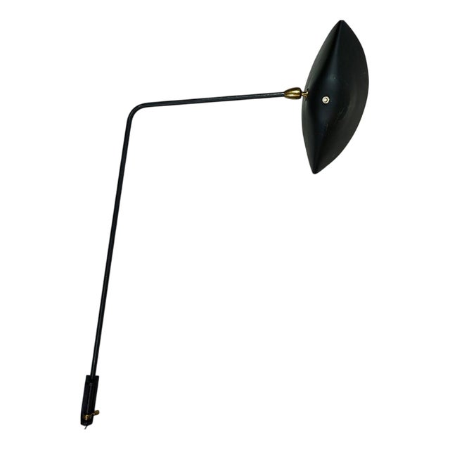 Black Single Arm Wall Lamp attributed to Serge Mouille, 1950s For Sale