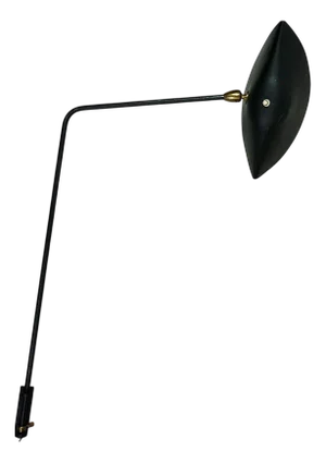 Black Single Arm Wall Lamp attributed to Serge Mouille, 1950s