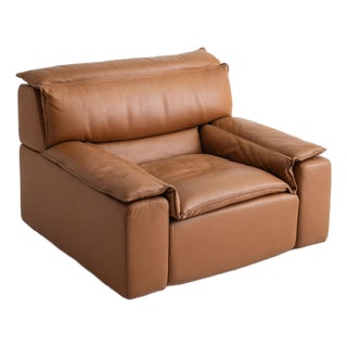 Carlo Bartoli Lounge Chair in Cognac Leather for Rossi Di Albizzate For Sale