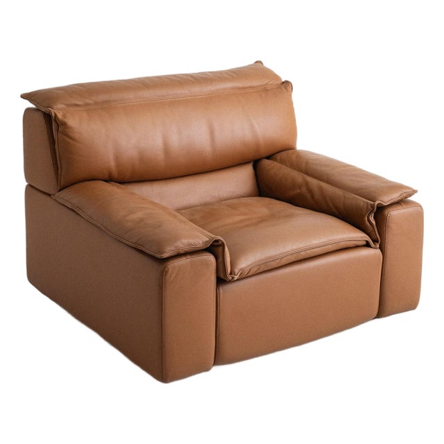 Carlo Bartoli Lounge Chair in Cognac Leather for Rossi Di Albizzate For Sale