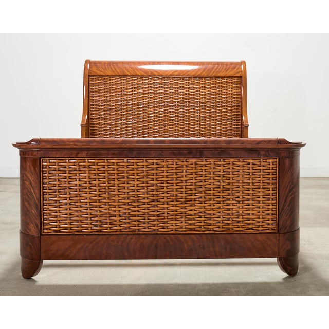 Ralph Lauren Ralph Lauren Villa America Mahogany Rattan Gondola Sleigh Bed For Sale - Image 4 of 18
