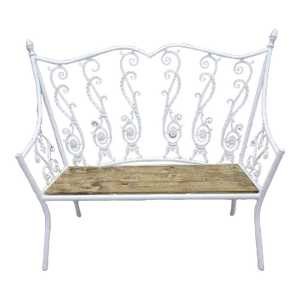 Antique Victorian Style Hand-Forged Wrought Iron Garden Bench