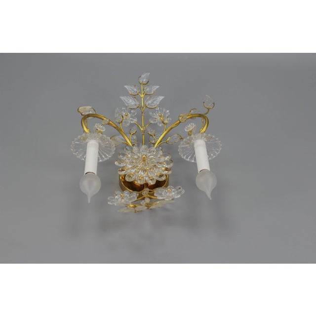 German Floral Wall Sconce in Crystal and Brass by Palwa for Palme & Walter, 1960s For Sale - Image 12 of 18