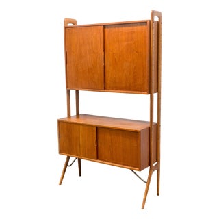 Vintage 1960s Kurt Ostervig for k.p. Mobler Freestanding Danish Teak Wall Unit For Sale