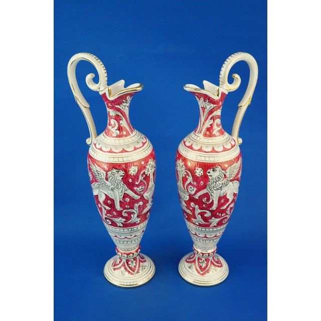 Large Antique Ceramic Amphorae Jugs by Mario Sambuco for Maioliche Deruta, 1890s, Set of 2 For Sale - Image 10 of 18