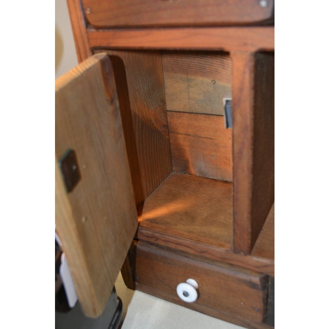 English VTG 1921 Furniture CoHandmade Wood Wall Cabinet W/Shelf 6 SML Drawers/2 Cupboards For Sale - Image 3 of 11
