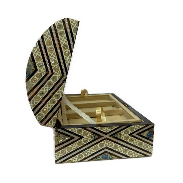 Handmade Shell Inlay Jewelry Box – Egyptian Geometric Design For Sale - Image 4 of 9