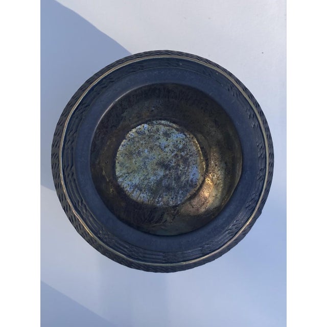 Metal Candone Wharton Raku Basketweave Patterned Lidded Vessel For Sale - Image 7 of 12