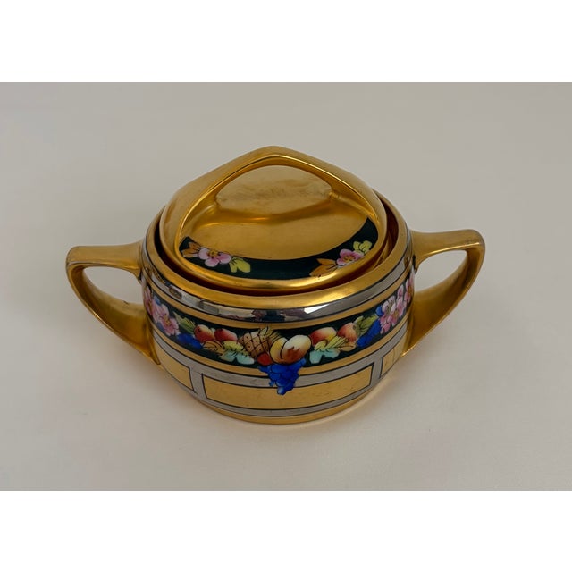Gold Pickard Gold Porcelain Tea Service Combined With Rean-Signed Creamer and Sugar - 10 PCS For Sale - Image 8 of 12