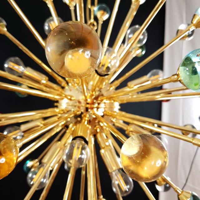 Blue Art Deco Style Sputnik Chandelier in Murano Glass, Venice, Italy, 1981 For Sale - Image 8 of 15