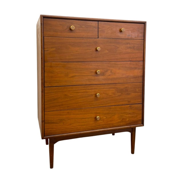 Mid-Century Modern Mid-Century Modern Drexel Declaration Walnut Tallboy Dresser by Kipp Stewart – 6-Drawer MCM Chest. For Sale - Image 3 of 10