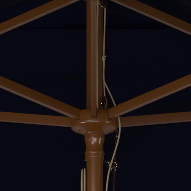 Contemporary Aklin 6.5Ft X 10Ft Rectangle Wooden Pulley Market Umbrella (No Tilt), Navy For Sale - Image 3 of 4