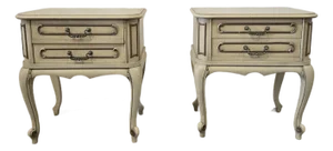 Pair of Vintage Louis XV Style French Provincial Crackle Finish Nightstands