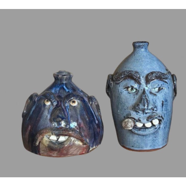 Folk Art A Pair of Face Jugs by Billie Joe Craven For Sale - Image 3 of 4