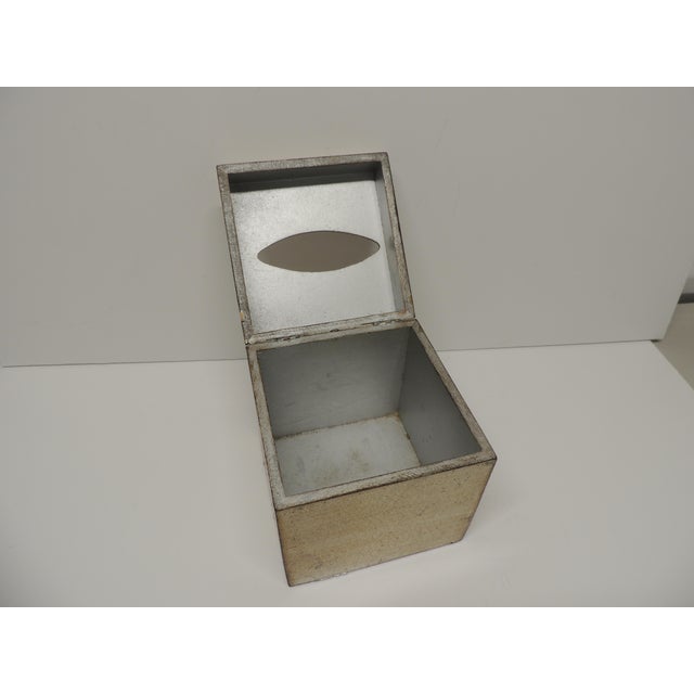 Vintage Florentine Silver & Gold Leaf Over Wood Tissue Box Holder For Sale - Image 4 of 5