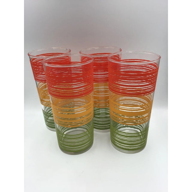 Vintage Colored Striped Cocktail Highball Bar Glasses - Set of 4 For Sale In New York - Image 6 of 6