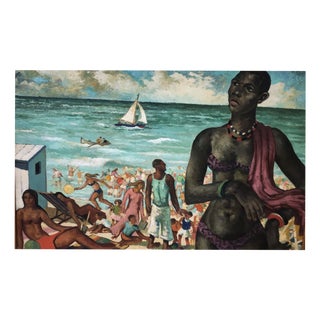 Raymond Diericks, The Beach, 1950s, Oil Painting on Panel, Framed For Sale