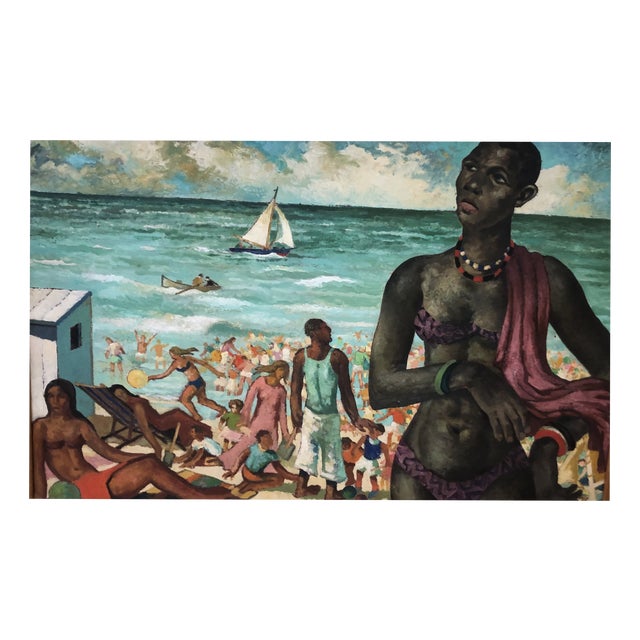 Raymond Diericks, The Beach, 1950s, Oil Painting on Panel, Framed For Sale