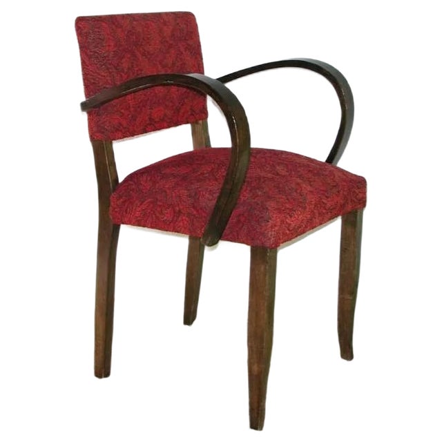 German Art Deco Chair with Arcuate Armrests, 1930s For Sale