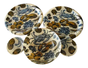 Mid 20th Century Spun Fiberglass Nautical Themed Serving Set of 5