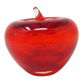 Candy Apple Red Glass Apple Paperweight For Sale
