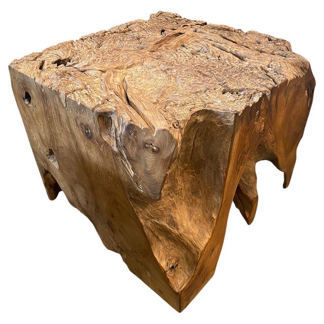 Andrianna Shamaris Impressive Organic Teak Wood Side Table or Pedestal For Sale - Image 15 of 18