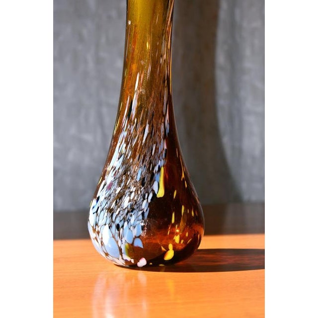Free-Form Amber Art Glass Vase by Gyula Budveszel, Hungary, 1990s For Sale - Image 3 of 6