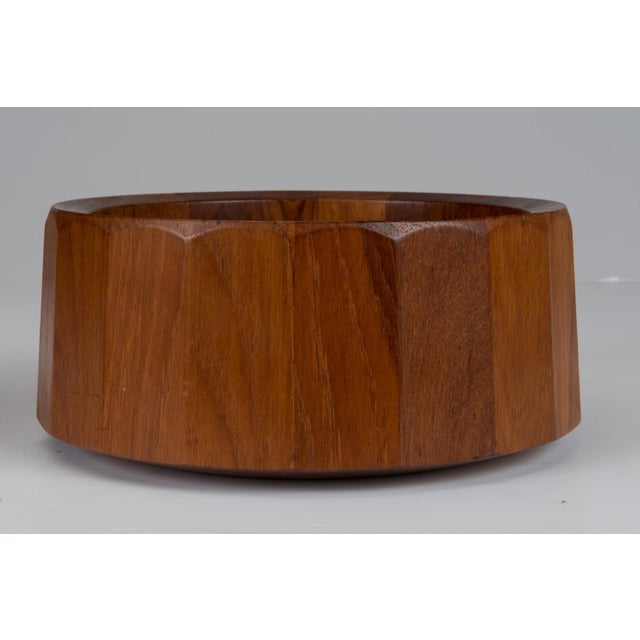Early Dansk Quistgaard Ihq Jhq Faceted Teak Salad Centerpiece Bowl 4 Unmarked Serving Bowls For Sale In Philadelphia - Image 6 of 13