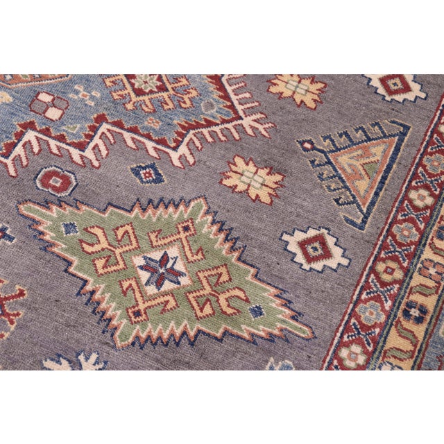 Tribal Kazak Gray/Light Blue Wool Rug - 8'4''x9'8'' For Sale - Image 4 of 10