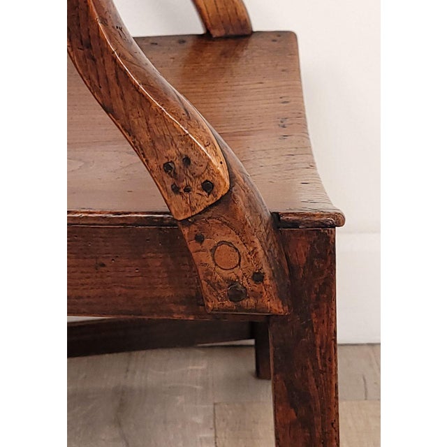 Wood English Oak Armchair With Saddle Seat, 19th Century or Earlier For Sale - Image 7 of 12