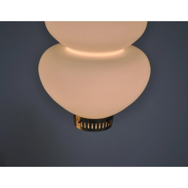 1940s Danish Modern Glass Snowball Pendant Lamps by Bent Karlby for Lyfa, 1940s, Set of 2 For Sale - Image 5 of 10