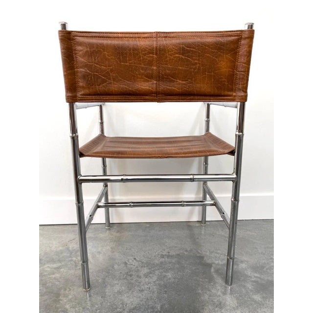 Chrome Mid-Century Modern Chrome Bamboo Table With Glass Top and 4 Chairs For Sale - Image 8 of 12