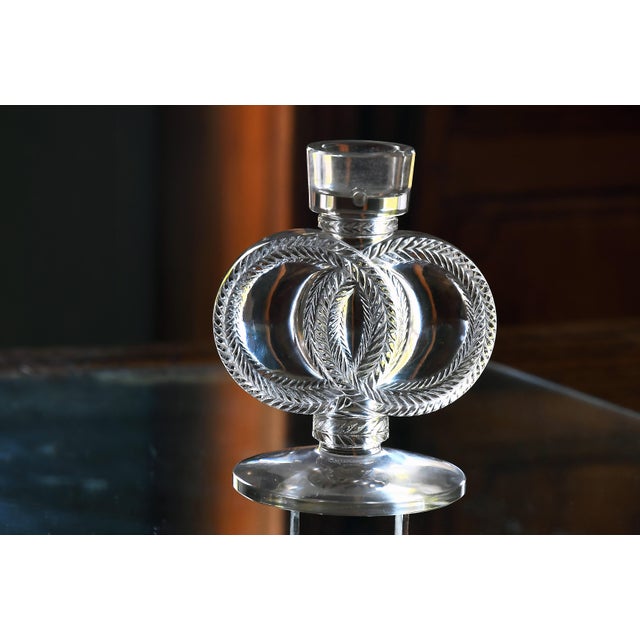 1950s Malmaison Candleholder in Molded-Pressed White Glass by Marc Lalique for Lalique France, 1950 For Sale - Image 5 of 5