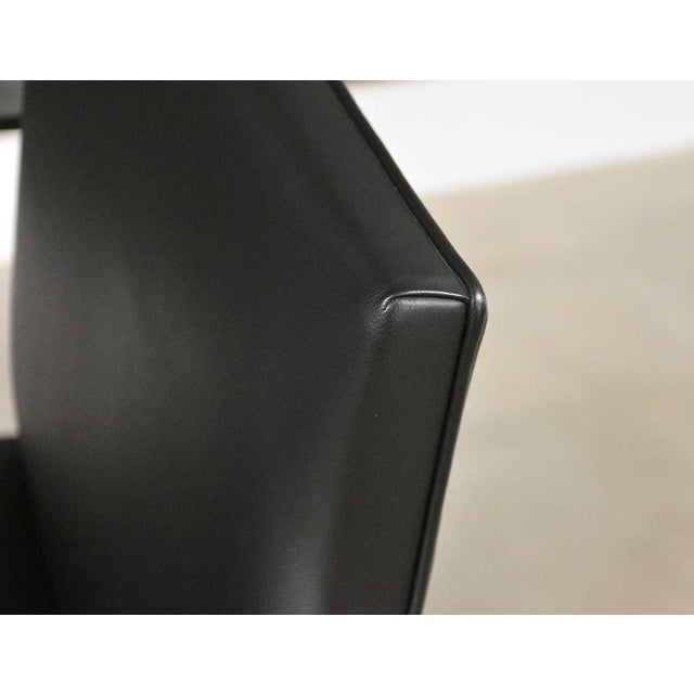 Animal Skin Mies Van Der Rohe Knoll Black Leather Chrome Brno Dining Chairs - Set of 6 For Sale - Image 7 of 10