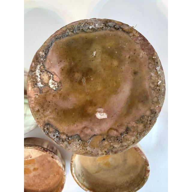 Burnt Umber Pair of Terra Cotta Drip Glaze Jars With Lids For Sale - Image 8 of 9