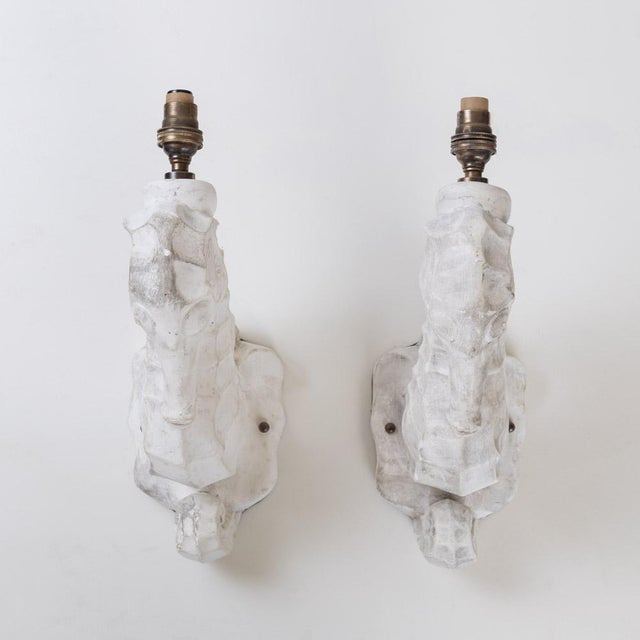 1950s Pair of Large Plaster Seahorse Wall Sconces For Sale - Image 4 of 11