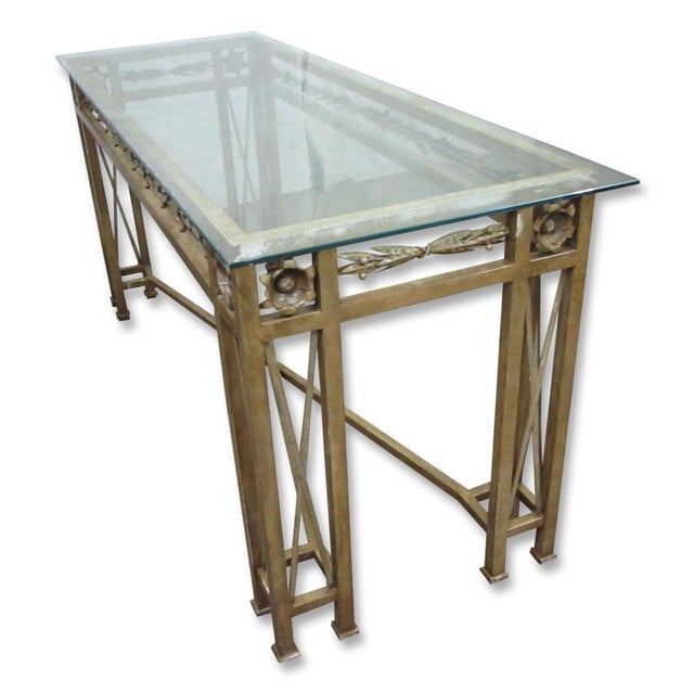 Vintage 78 In. Glass Top Wrought Iron Counter Height Table For Sale - Image 11 of 11