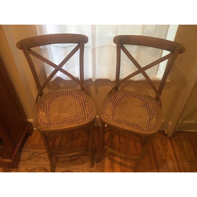 Madeleine Armless Counter Stool Weathered Oak Drifted -- A Pair | Chairish