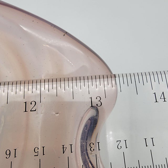 Large Cenedese Murano Glass Footed Console Bowl Pink Sommerso Swirl For Sale - Image 13 of 15