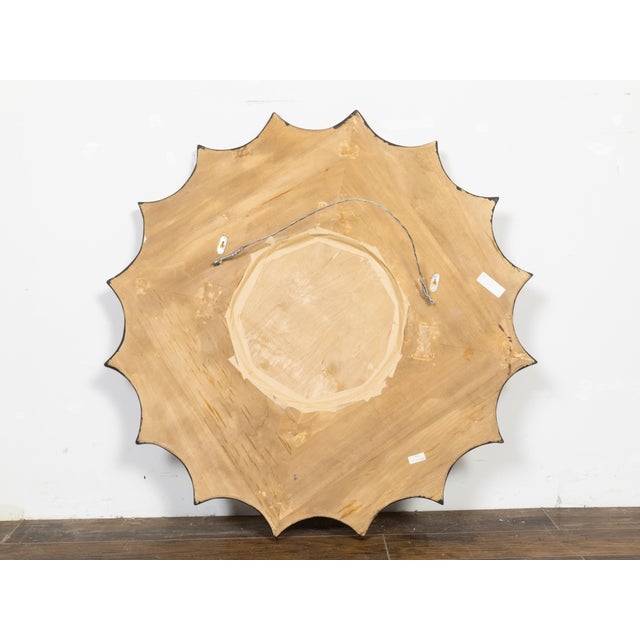 Mid-Century Modern Vintage Italian Midcentury Silver Leaf Sunburst Mirror with Beveled Plate For Sale - Image 3 of 8