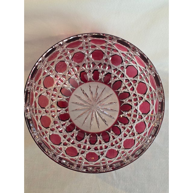 ​Vintage Signed Fabergé Cranberry Cut-to-Clear Crystal "Russian Court" Bowl For Sale - Image 9 of 10