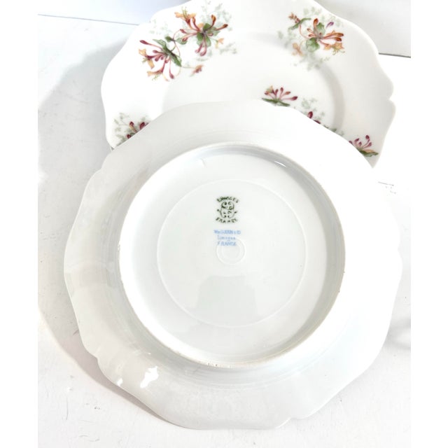 Pink Limoges Haviland Porcelain Dinner Plates – Hand Painted Honeysuckle Floral - Set of 4 For Sale - Image 8 of 8