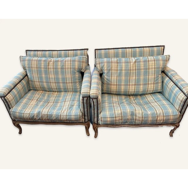 Early 20th Century Pair of Elsie De Wolfe Armchairs in Original Plaid Upholstery For Sale - Image 6 of 6