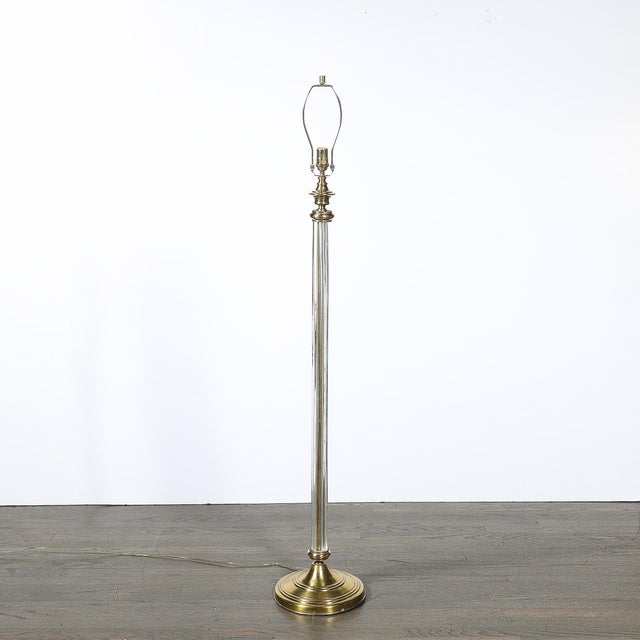 Art Deco Fluted Glass & Brass Floor Lamp For Sale In New York - Image 6 of 14
